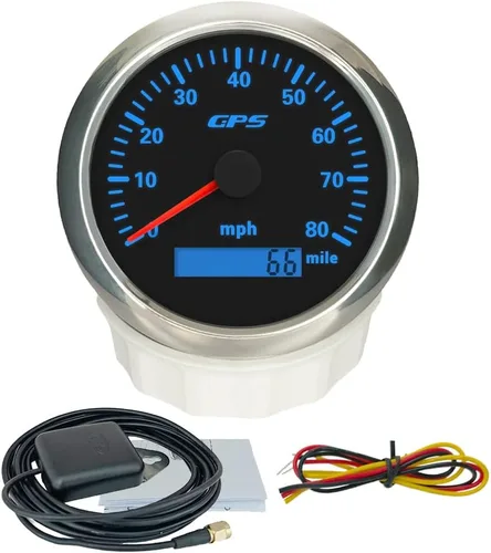 Miniatura 31 de ELING Velocímetro GPS de 3.346 in 0-200 MPH Kit de medidor de velocidad para coche, camión, motocicleta con 7 retroiluminaciones 12 V 24 V