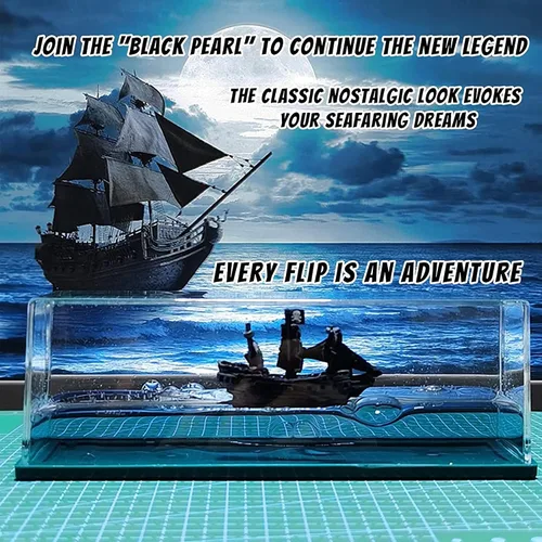 Miniatura 2 de Honsheng Juguete simulador de pirata de perla negra insundable, bote ondulado en una caja, adorno de decoración de barco fluido de crucero de onda