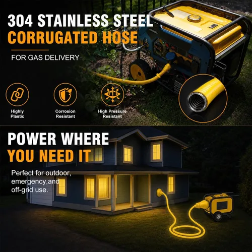 Miniatura 5 de 17ft 1/2'' CSST Gas Line Flexible Gas Line 1/2 Pipe with 2 Male Fittings Corrugated Stainless Steel Tubing for Natural Gas Propane