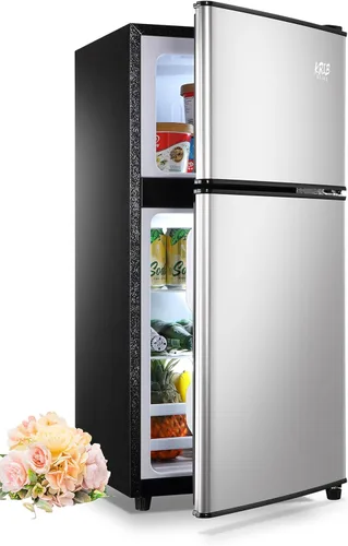 Miniatura 6 de KRIB BLING - Refrigerador con congelador, mini refrigerador de 3.5 pies cúbicos, Lock Fresh, termostato ajustable de 7 niveles para dormitorio, bar
