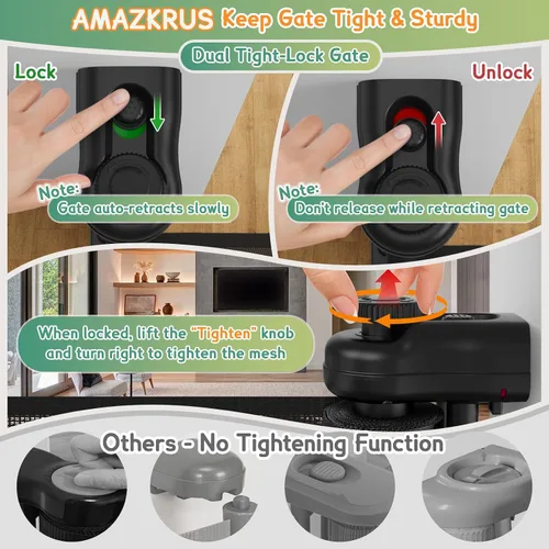Miniatura 6 de Puertas retráctiles para bebés de 200 pulgadas extra anchas, puerta retráctil para perros de 34 pulgadas de alto para puertas, puerta retráctil Negro