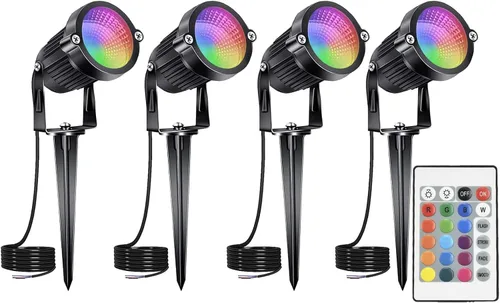 Luces de paisaje RGB de bajo voltaje 5W DC12 Volt LED Spotlight Outdoor Pathway Lights Patio Luces Jardín Césped Paisajismo Luces 500LM IP66 Punto