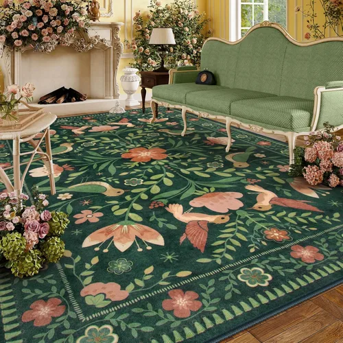 Miniatura 11 de Moynesa Alfombra para sala de estar, de 5 x 7 pies, lavable, moderna, color verde cabaña, para dormitorio, comedor, alfombra estética de granja