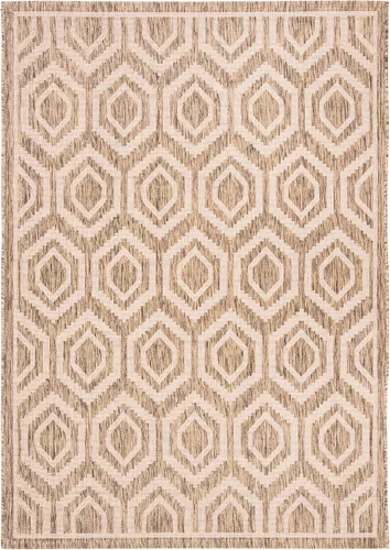Miniatura 5 de SAFAVIEH Alfombra lavable al aire libre Courtyard Collection - 5'3" x 7'7", marrón y hueso, no desprende pelusa y fácil limpieza, ideal para patio