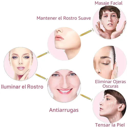 Miniatura 2 de Rodillo masajeador de cara Rodillo dorado 3D Rodillo facial eléctrico y rodillo facial en forma de T Kit masajeador Rodillos faciales