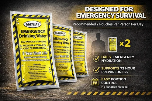 Miniatura 3 de Mayday Bolsa de agua, agua de emergencia de la Guardia Costera, 5 años de vida útil, suministros de preparación para desastres, terremotos