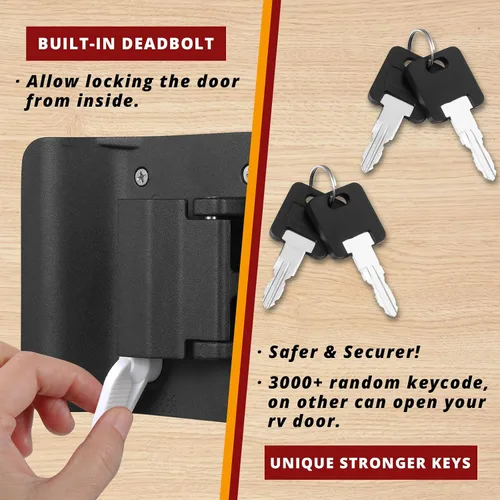 Miniatura 3 de Cerradura de puerta de entrada para RV, 100% cerradura de metal para caravana, pestillo de puerta para remolque de viaje, kit de reemplazo