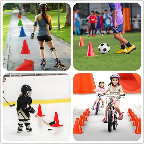 Miniatura 6 de ANSLYQA Soccer Cones (9 Inch 20 Pack), Agility Training Sport Cone with Carry Bag for Drilling Football Basketball Field Markers