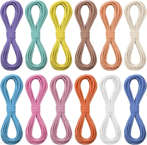 Boao Cordón elástico de cuentas multicolor de 131 yardas de 0.039 pulgadas para hacer joyas y costura, cordón elástico para coser y pulseras de