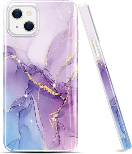 Miniatura 8 de luolnh Funda dorada brillante compatible con iPhone 14, diseño de mármol, a prueba de golpes, de silicona suave, a prueba de golpes, funda