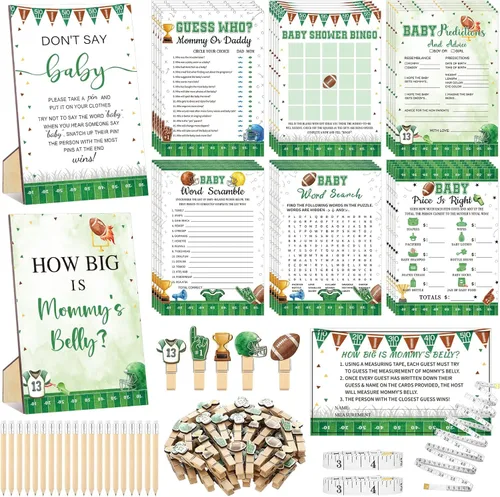 Miniatura 25 de Funnymoom 426 Piezas Juego de Juegos para Baby Shower de Papel Kraft - 8 Juegos, Incluye Bingo de Baby Shower, El Precio Correcto, Adivina Quién