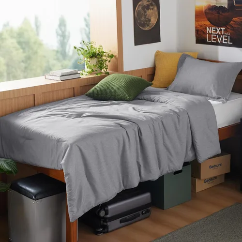 Miniatura 360 de Bedsure Juego de edredón Twin/Twin XL, ropa de cama suave beige para todas las estaciones, juego de cama teñido catiónico, 2 piezas, 1 edredón