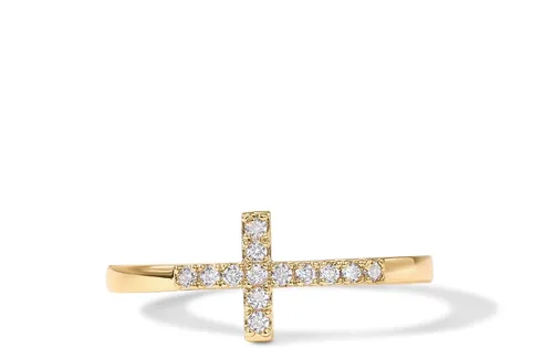 Miniatura 3 de PAVOI Anillo de cruz chapado en oro de 14 quilates Anillo de compromiso de eternidad para ella Anillo de boda infinito