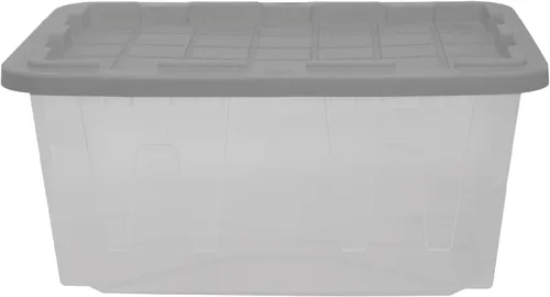Miniatura 6 de CX NEGRO Y AMARILLO, Contenedor de Almacenamiento Transparente Resistente de 27 Galones y Tapa de Cierre Hermético, Transparente y Gris