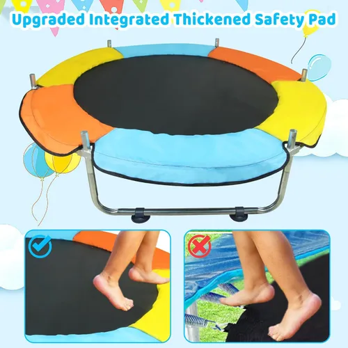 Miniatura 2 de Trampolín para niños de 1 a 8 años, trampolín pequeño de 55 pulgadas con red de seguridad y barra de gimnasia ajustable, mini trampolines para bebés