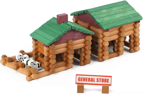 Miniatura 7 de Wondertoys Juego de troncos de madera de 170 piezas a partir de 3 años, juguetes clásicos de troncos de construcción para niños, regalos educativos