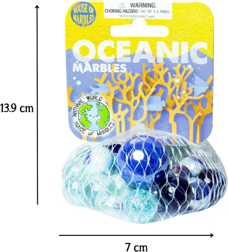 Miniatura 4 de House of Marbles Oceanic Marbles - Juego de mármol con temática oceánica para juegos de mármol, carreras de canicas, coleccionismo, bolsas