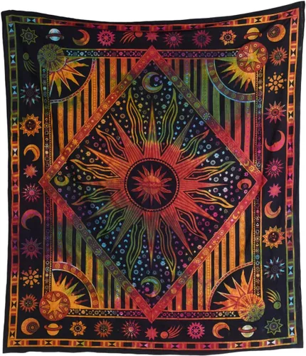 Miniatura 11 de THE ART BOX Tapiz celestial de sol y luna, mandala estético para colgar en la pared para dormitorio y sala de estar, decoración independiente