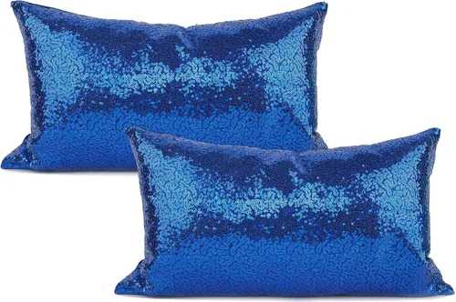 Miniatura 13 de YOUR SMILE Paquete de 2, Nueva Serie de Lujo Oro Rosa Champán Decorativa con Lentejuelas Brillantes y Cómoda Funda de Almohada Decorativa de Satén