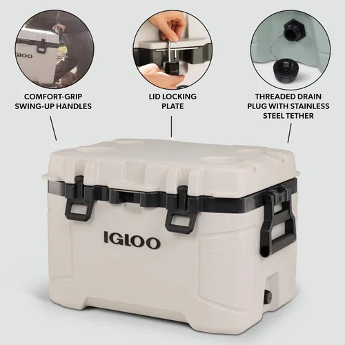 Miniatura 3 de Igloo Trailmate Cooler Cofre de hielo con carcasa dura aislada Hueso de 50 cuartos