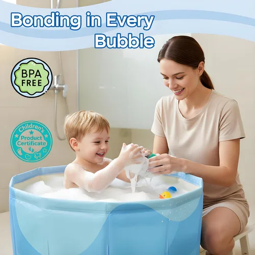 Miniatura 6 de WAVYEASE® Upgraded Portable Bath Tub for Toddlers - Foldable Deep Soak Bathtub for Kids, One-Second Setup, Easy Storage, Lightweight, Travel