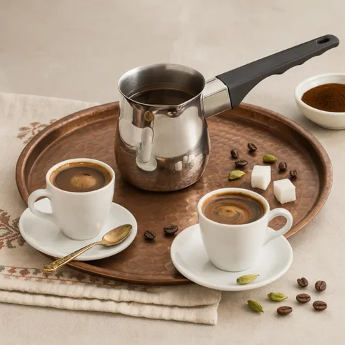 Miniatura 2 de Fino Cafetera Turca de Acero Inoxidable - Calentador Profesional 18/8 para Estufa para Café, Leche, Té, Chocolate Caliente - Deliciosas Bebidas