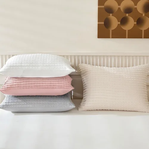Miniatura 9 de WARMDERN - Fundas de almohada beige tamaño queen, fundas de almohada estándar, juego de 6 fundas de almohada de microfibra suave, textura boho