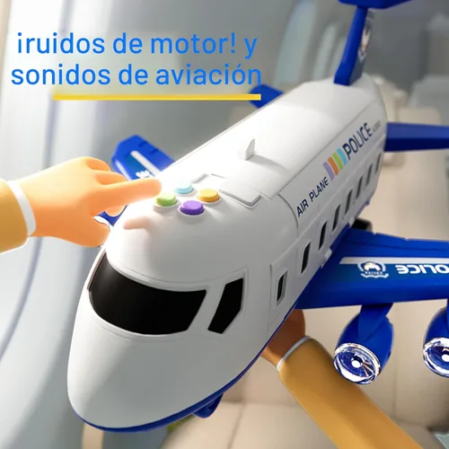 Miniatura 8 de Juguete de Avión Pista de Carreras para Niños, Plegable de 4 Capas Juego de Pista de Coche para Niños Pequeños, Avión de Juguete Transportador