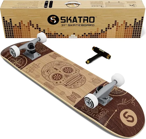 Miniatura 10 de Skatro - Patineta profesional de 31 pulgadas completa. Tabla de patinaje para edades: adultos, niños, principiantes y niñas