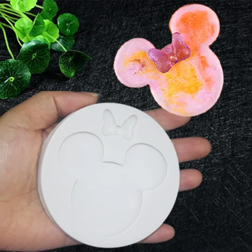 Miniatura 7 de Paquete de 2 moldes de silicona con forma de cabeza de ratón, moldes de silicona para pasta de chicle de caramelo, moldes de chocolate