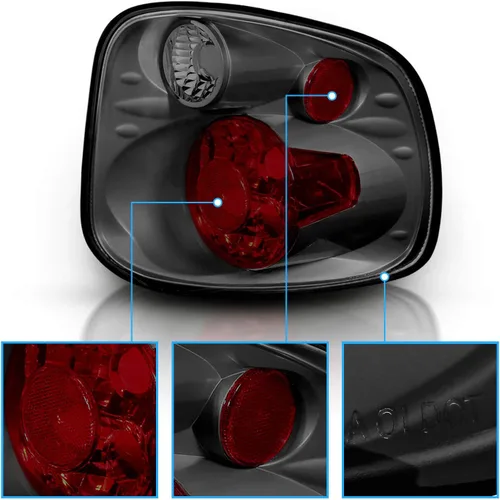Miniatura 3 de AmeriLite para Ford F-150 Flareside 2001-2003 Lentes Traseros de Repuesto de Lente Ahumada, Cromo Pulido, Euro, Lámpara de Freno, Par - Lado