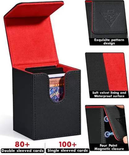 Miniatura 3 de ZLCA Caja de cartas compatible con YuGiOh TCG, caja de almacenamiento de cartas con divisores con capacidad para más de 100 cartas con funda, funda