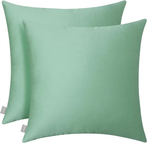 Miniatura 18 de Thmyo - Paquete de 2 fundas de almohada de algodón sólido decorativas cuadradas, fundas de almohada DIY, fundas de almohada en blanco