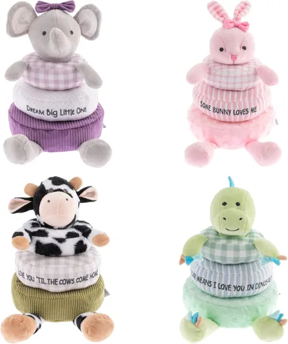 Miniatura 7 de Stephen Joseph, Peluche apilable y anidable, juguete de aprendizaje de anillos apilables para bebé, juguete sensorial para el desarrollo del bebé