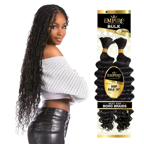 Miniatura 10 de Sensationnel Empire Bulk Braiding – Trenzado a Granel – Trenzas de cabello humano profundo para estilos de caja boho sin nudos o estilos de ondas