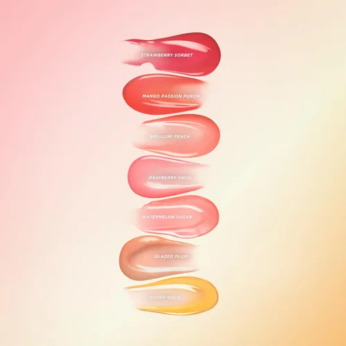 Miniatura 7 de Gisou Aceites labiales con infusión de miel Gloss Hour Edition, juego de brillo labial hidratante y no pegajoso con remolino de frambuesa, melocotón