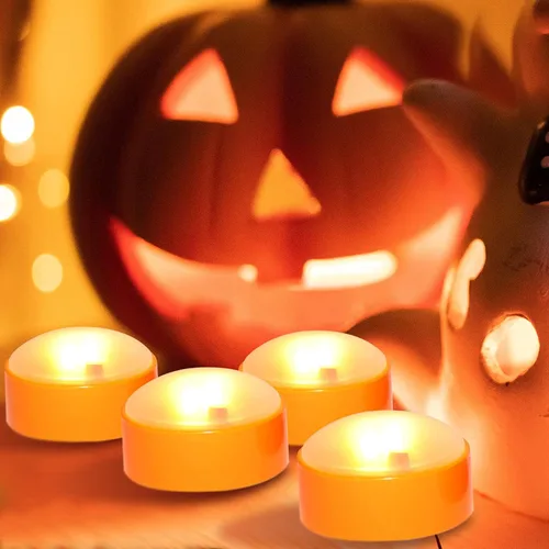 Miniatura 2 de CANDLE CHOICE Luces LED de calabaza de Halloween con temporizador remoto, brillantes y parpadeantes, funciona con pilas, velas eléctricas sin llama