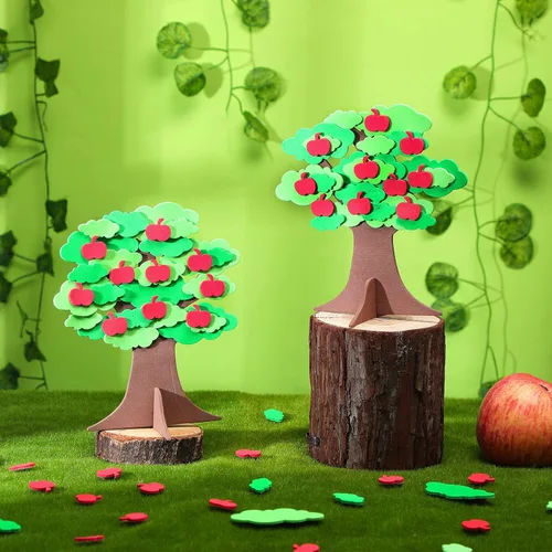 Miniatura 2 de Nuanchu 720 calcomanías autoadhesivas de manzanas de primavera con purpurina para árbol de manzanas y hojas de espuma 3D, para fiestas de Año Nuevo