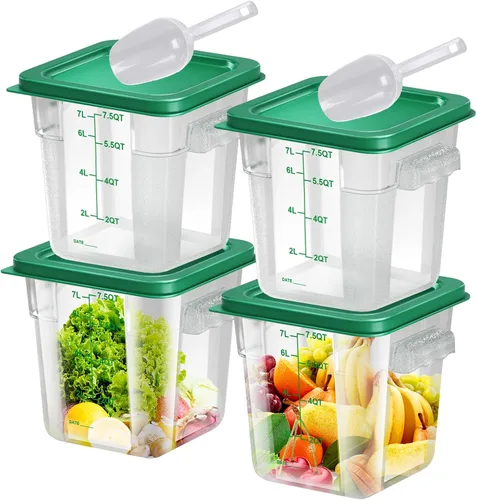 Miniatura 12 de 6 piezas recipientes de almacenamiento de alimentos de 2 cuartos con tapa, recipientes de almacenamiento comercial cuadrados transparentes con asa
