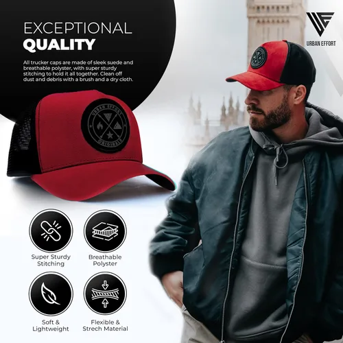 Miniatura 69 de Urban Effort Gorra trasera de malla, para hombres y mujeres, gorra de béisbol de 5 paneles, gran cierre a presión para caza y senderismo
