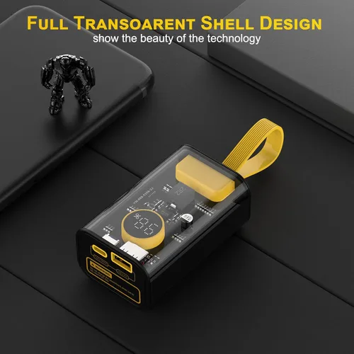 Miniatura 4 de Cargador portátil de 10000 mAh, batería externa transparente de carga rápida de 22.5 W, cargador de teléfono portátil USB C externo de entrada