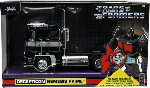 Miniatura 2 de Jada Toys Transformers G1 1:24 Nemesis Prime - Coche fundido a presión, juguetes para niños y adultos, color negro