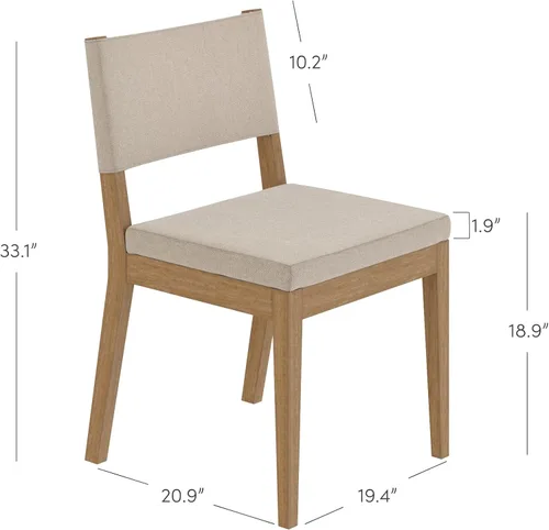 Miniatura 2 de Nathan James - Linus - Moderna silla de comedor tapizada con patas de madera de caucho sólida con acabado cepillado en marrón - Lino natural/marrón