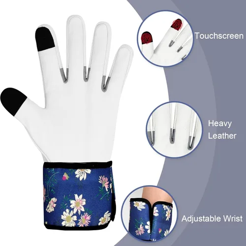 Miniatura 4 de Guantes de jardinería de cuero para mujer, guantes de jardín a prueba de espinas, diseño de pantalla táctil, guantes de trabajo resistentes