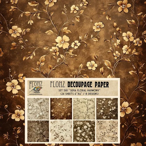 Miniatura 14 de Decoupage - Paquete de papel (24 hojas de 6 x 6 pulgadas), patrón de flores de neón FLONZ, papel de estilo vintage para decoupage, manualidades