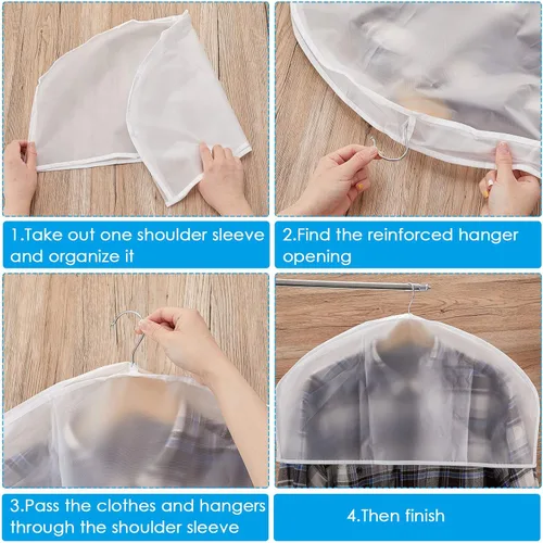 Miniatura 4 de Patelai 8 fundas de hombro para colgar ropa de 24 x 12 pulgadas, fundas de plástico transpirables para colgar ropa, protectores contra el polvo