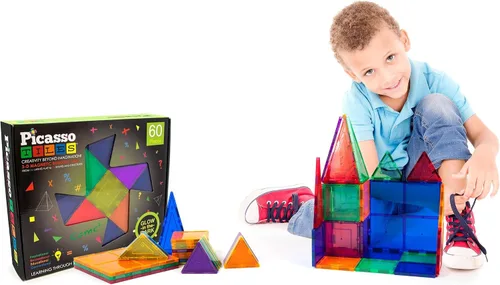 Miniatura 6 de PicassoTiles Juego de bloques de construcción de juguete para niños que brillan en la oscuridad, kit de construcción para niños, azulejos 60