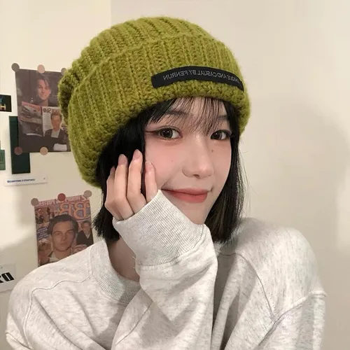 Miniatura 2 de Y2k Gorro de invierno para mujer, gorro de punto grueso, cálido, grueso, estético, para clima frío