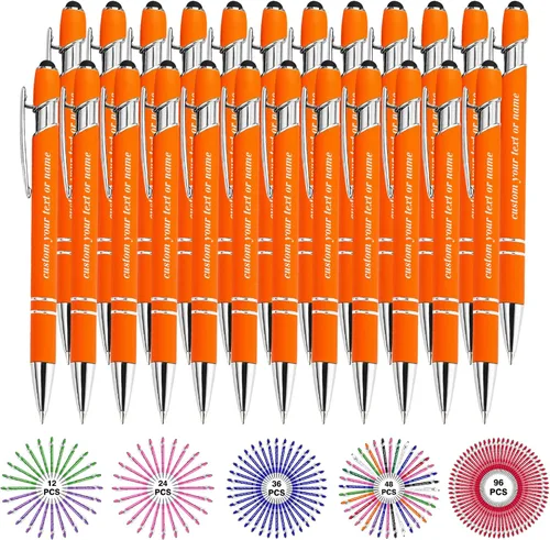 Miniatura 42 de Bolígrafos personalizados con nombre a granel, juego de bolígrafos personalizados, lápiz capacitivo grabado, logotipo, texto, regalo para negocios