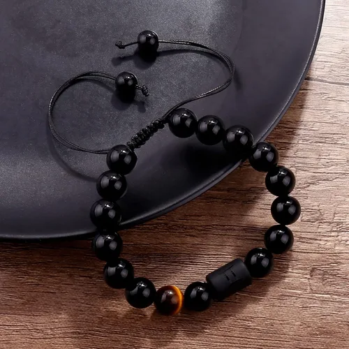 Miniatura 67 de SUMMER LOVE Father's Day Gifts Zodiac Bracelet for Men Women 10mm Natural Black Onyx Stone Star Sign Constellation Beaded Protection Bracelet